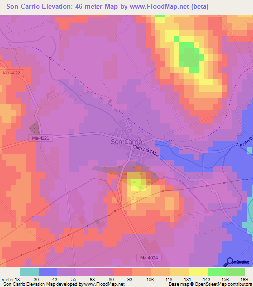 Son Carrio,Spain Elevation Map