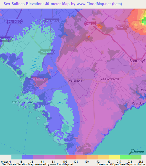 Ses Salines,Spain Elevation Map