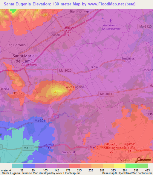 Santa Eugenia,Spain Elevation Map