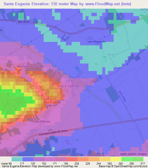 Santa Eugenia,Spain Elevation Map