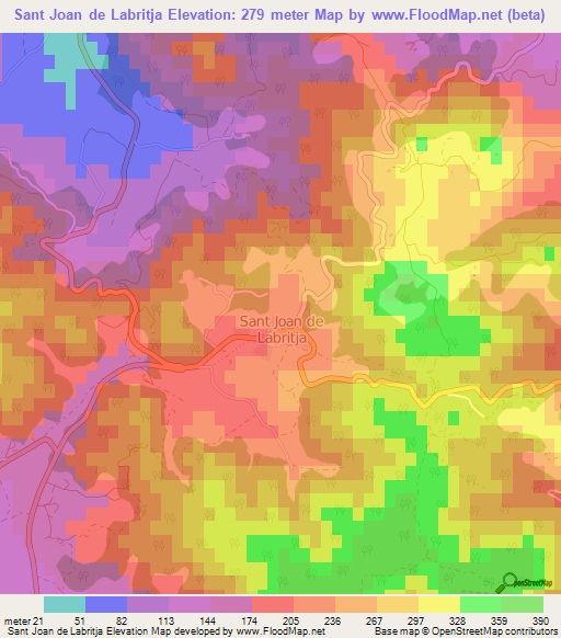 Sant Joan de Labritja,Spain Elevation Map
