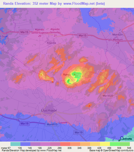 Randa,Spain Elevation Map