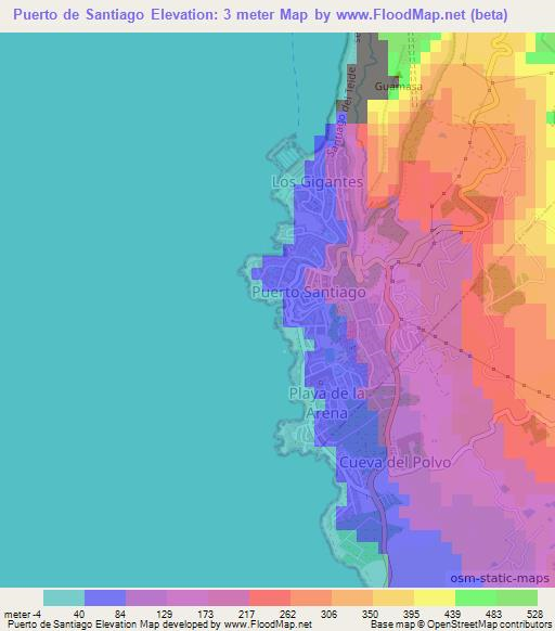 Puerto de Santiago,Spain Elevation Map