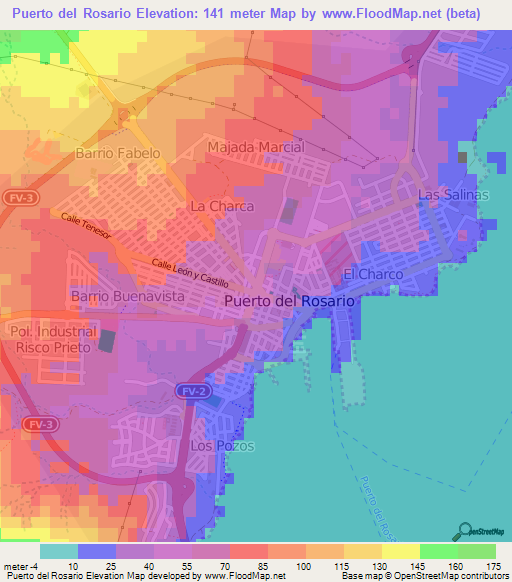 Puerto del Rosario,Spain Elevation Map