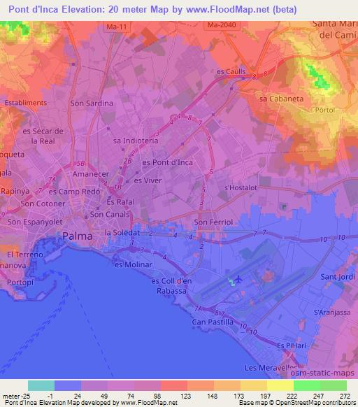 Pont d'Inca,Spain Elevation Map