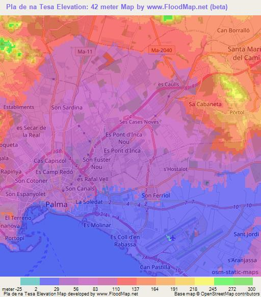 Pla de na Tesa,Spain Elevation Map