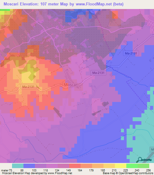 Moscari,Spain Elevation Map