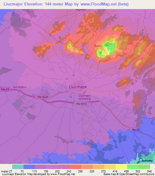 Llucmajor,Spain Elevation Map