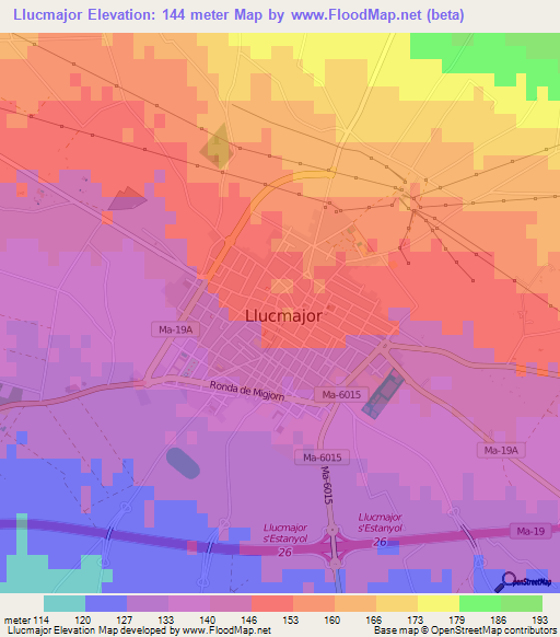 Llucmajor,Spain Elevation Map