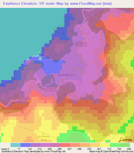Estellencs,Spain Elevation Map