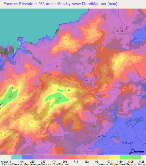 Escorca,Spain Elevation Map