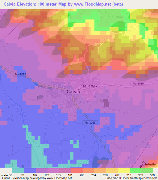 Calvia,Spain Elevation Map