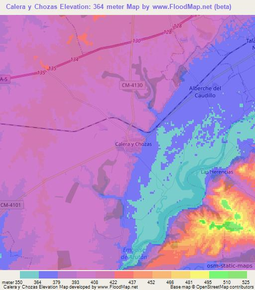 Calera y Chozas,Spain Elevation Map