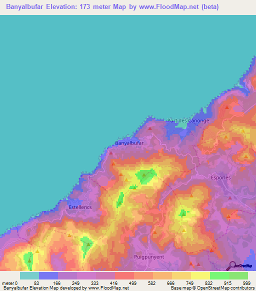 Banyalbufar,Spain Elevation Map