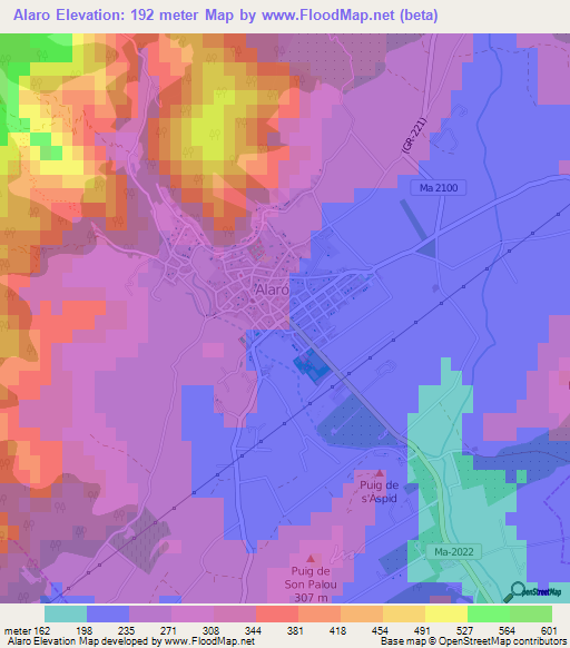 Alaro,Spain Elevation Map