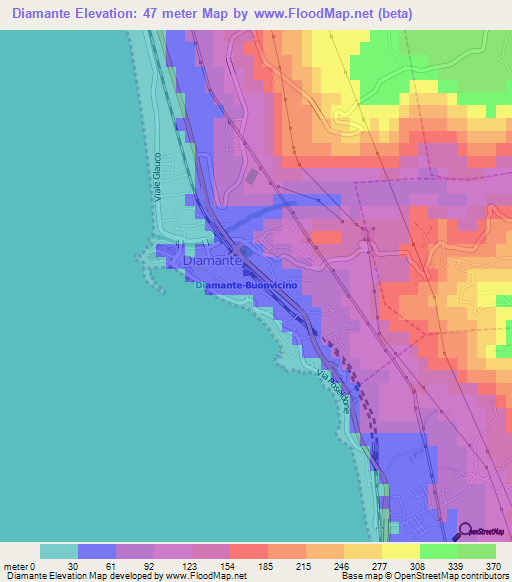 Diamante,Italy Elevation Map