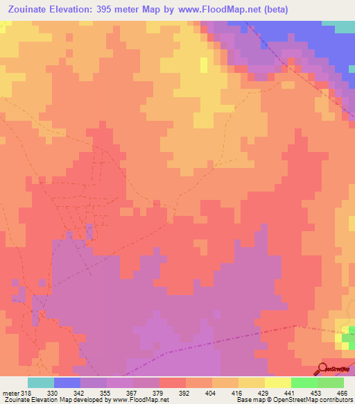 Zouinate,Morocco Elevation Map