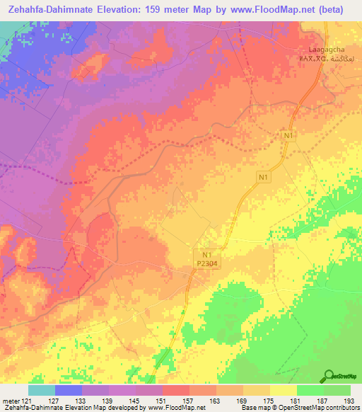 Zehahfa-Dahimnate,Morocco Elevation Map