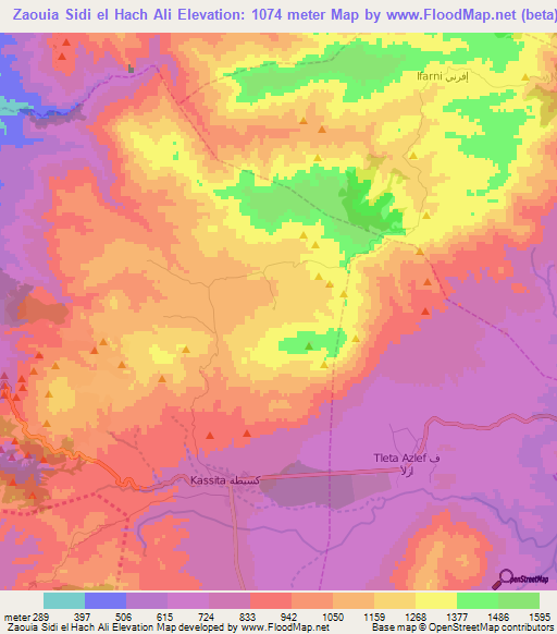 Zaouia Sidi el Hach Ali,Morocco Elevation Map