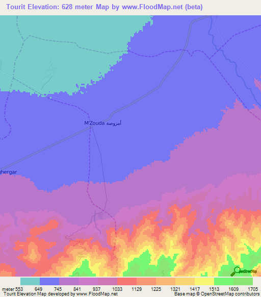 Tourit,Morocco Elevation Map