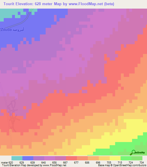 Tourit,Morocco Elevation Map