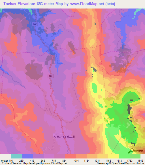 Tochas,Morocco Elevation Map