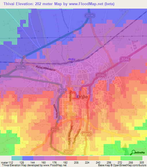 Thivai,Greece Elevation Map