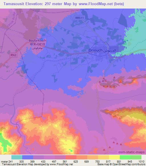 Tamasousit,Morocco Elevation Map
