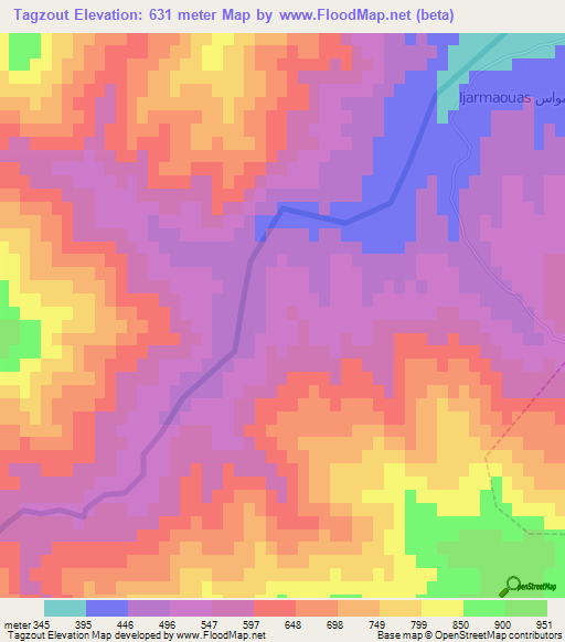Tagzout,Morocco Elevation Map