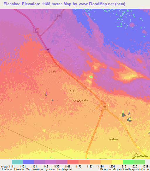 Elahabad,Iran Elevation Map