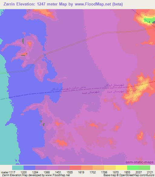 Zarrin,Iran Elevation Map