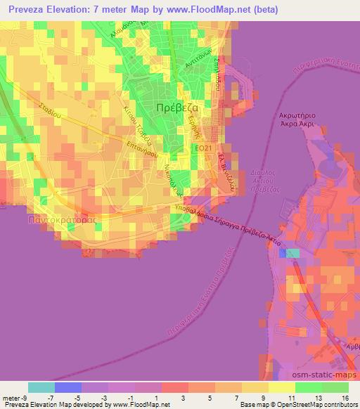 Preveza,Greece Elevation Map