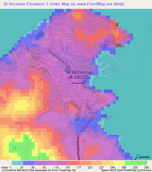 Al Hoceima,Morocco Elevation Map