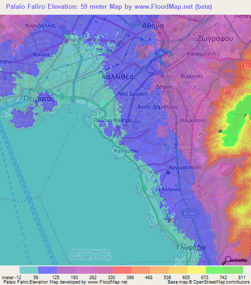 Palaio Faliro,Greece Elevation Map
