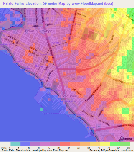 Palaio Faliro,Greece Elevation Map