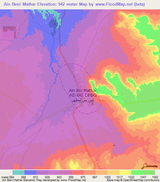 Ain Beni Mathar,Morocco Elevation Map