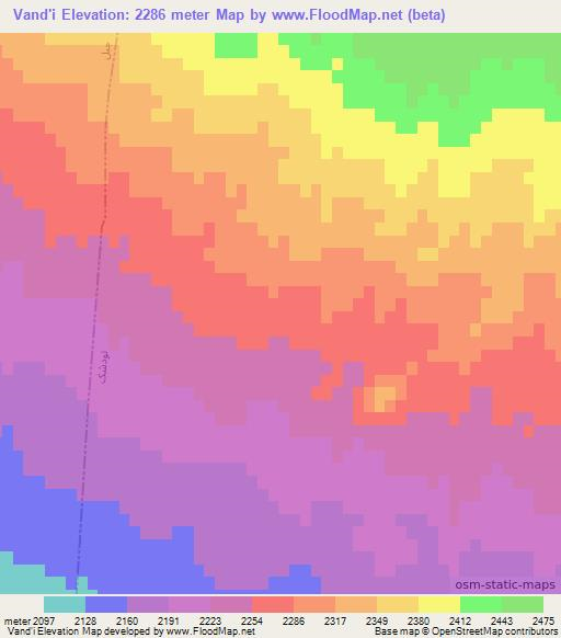 Vand'i,Iran Elevation Map