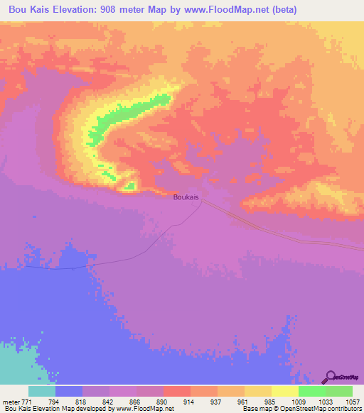 Bou Kais,Algeria Elevation Map