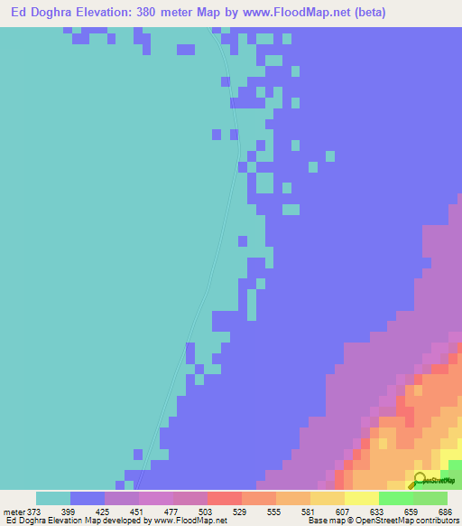 Ed Doghra,Tunisia Elevation Map