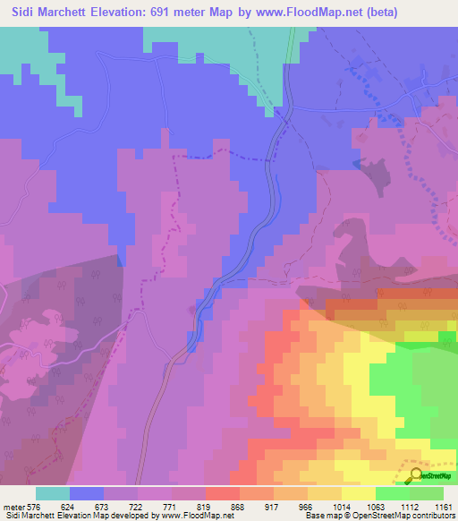 Sidi Marchett,Tunisia Elevation Map