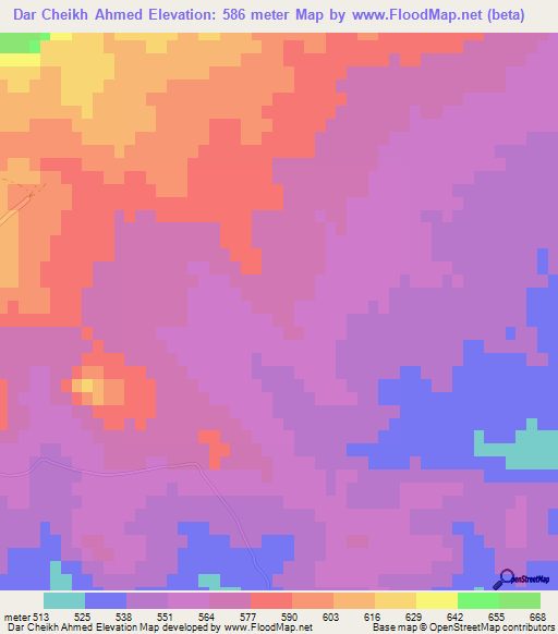 Dar Cheikh Ahmed,Tunisia Elevation Map