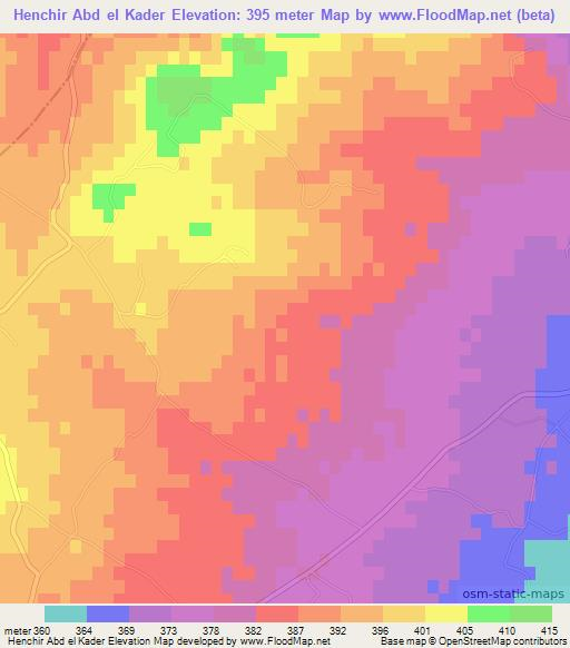 Henchir Abd el Kader,Tunisia Elevation Map
