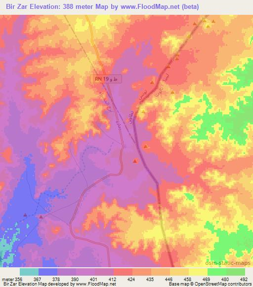 Bir Zar,Tunisia Elevation Map
