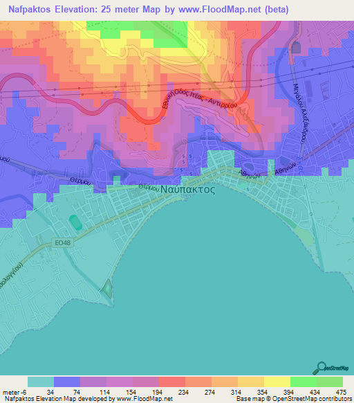 Nafpaktos,Greece Elevation Map