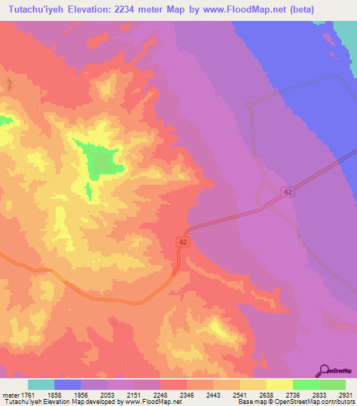 Tutachu'iyeh,Iran Elevation Map