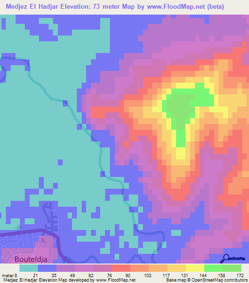 Medjez El Hadjar,Algeria Elevation Map