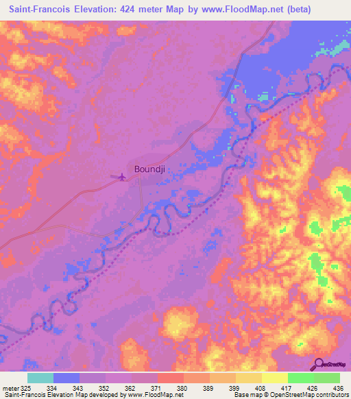 Saint-Francois,Congo (Brazzaville) Elevation Map