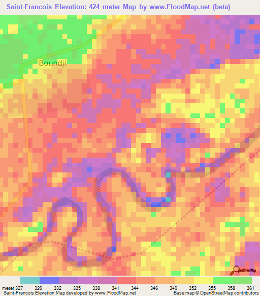 Saint-Francois,Congo (Brazzaville) Elevation Map