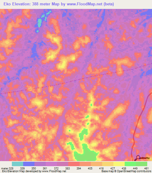 Eko,Congo (Brazzaville) Elevation Map
