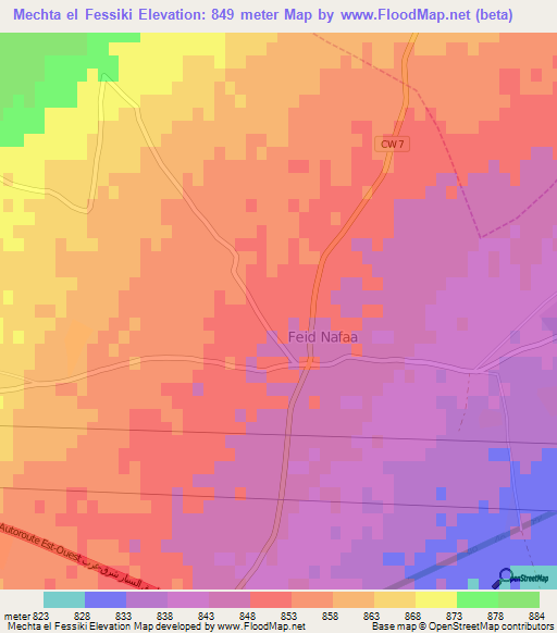 Mechta el Fessiki,Algeria Elevation Map